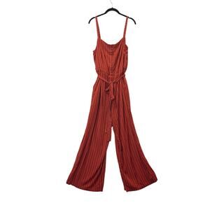 Wide Leg Jumpsuit Torrid Size 2 Rust Striped  Smocked Back European Boho Resort